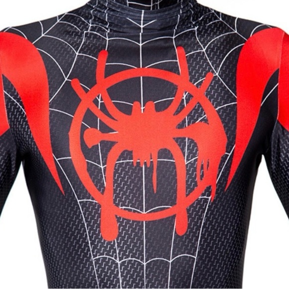 NEW Kids Miles Morales Black and Red Spider Man Full Costume Suit and Mask S-XL - Picture 4 of 16